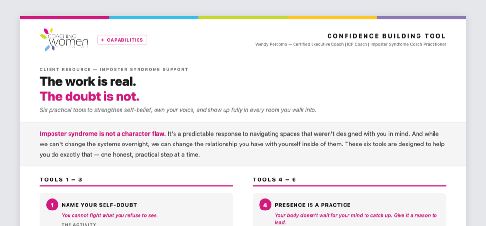 Preview of the Confidence Building Tool document